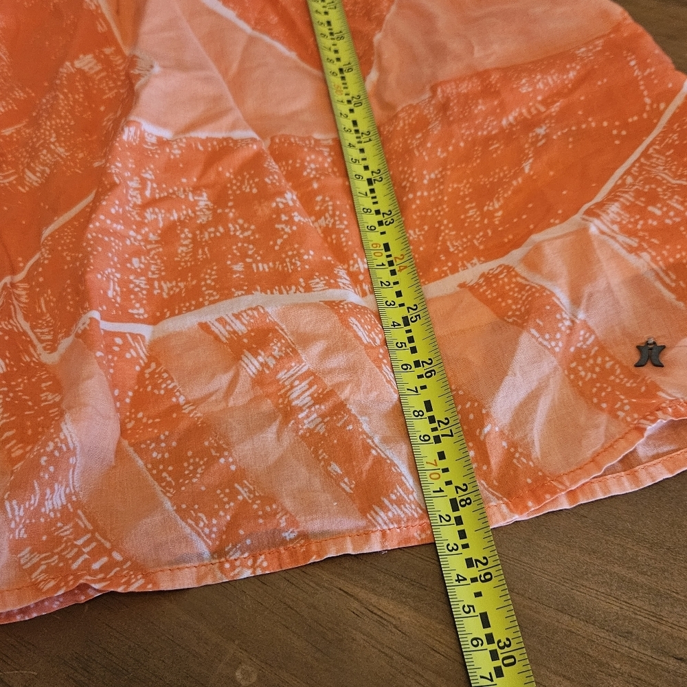 Hurley Cotton Mini Sun Dress Beach Summer Orange Print Size XL - Picture 9 of 12